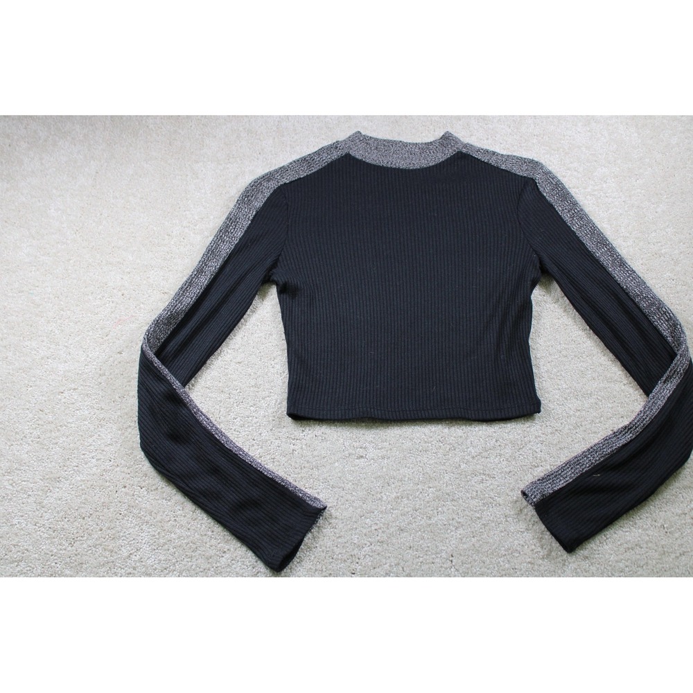 Fashion Nova Sweater Womens Small Rib Knit Long Sleeve Cropped Pullover